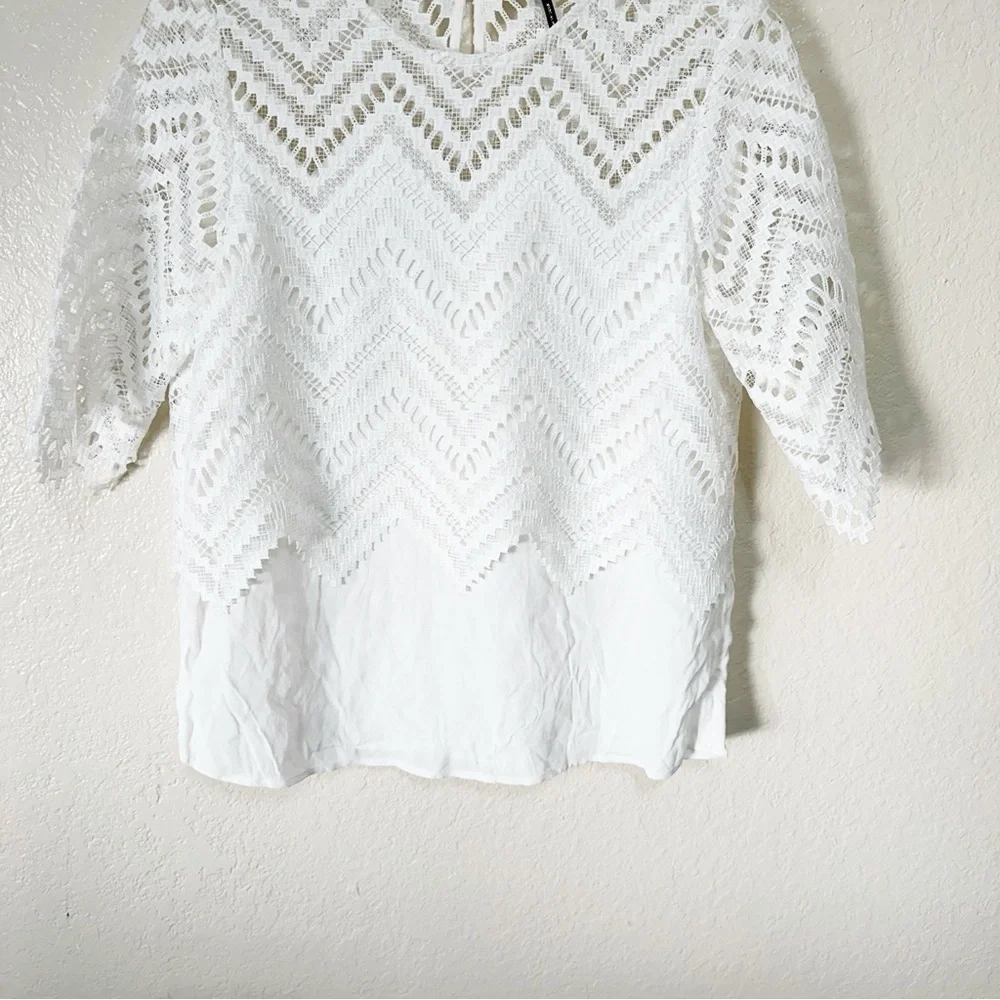 Maje Elegant White Lace Top size 2 M - Picture 5 of 10